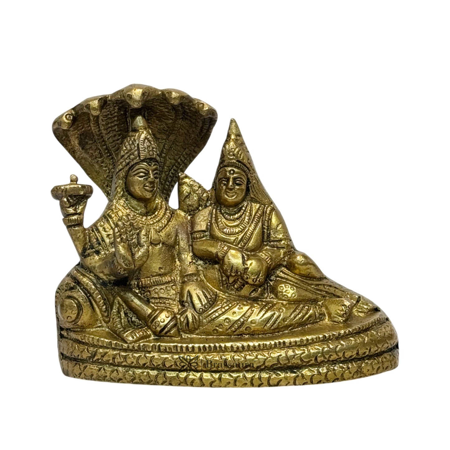 Brass Golden Vishnu Laxmi Murti for Home and Decor Show Piece for Living Room Height 13 cm Weight .8 Kg