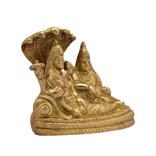Brassaura™ Brass Vishnu Laxmi – Height 5.2 Inches & Weight 0.8 Kgs | Beautifully Crafted Idol Set for Pooja & Meditation