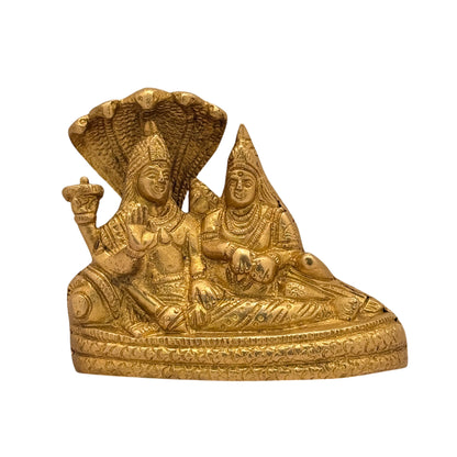 Brass Golden Vishnu Laxmi Murti for Home and Decor Show Piece for Living Room Height 13 cm Weight .8 Kg