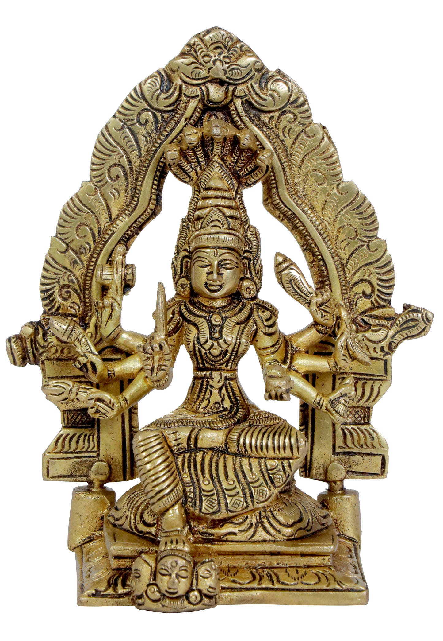 Brass Mariamman Devi Mariaai Goddess Maariamma Amman South Indian Goddess of Rain and Curing Diseases Weight 1 Kg Height 20 cm