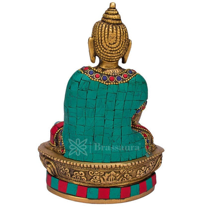 Brassaura™ Brass Buddha Vitarka Statue Multicolor Sculpture Idol