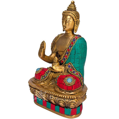 Brassaura™ Brass Buddha Vitarka Statue Multicolor Sculpture Idol