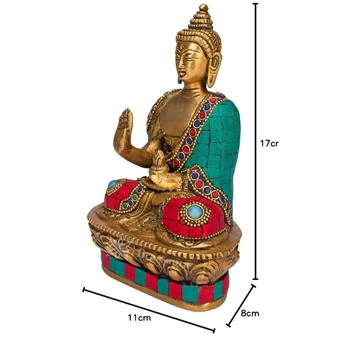 Brassaura™ Brass Buddha Vitarka Statue Multicolor Sculpture Idol