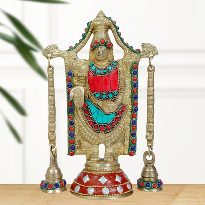 Brassaura™ Brass Gem Stone Work Venkateshwara Bala Ji Idol Weight 1.6 Kg Height 10.2 Inch