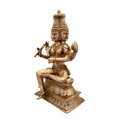 Brassaura™ Brass Golden Brahma Blessing Standing Statue for Home and Decor The Creator in Trimurti Idol with Four Head for Pooja Room Entrance Home Warming Height 45 Cm Weight 7.1 Kg