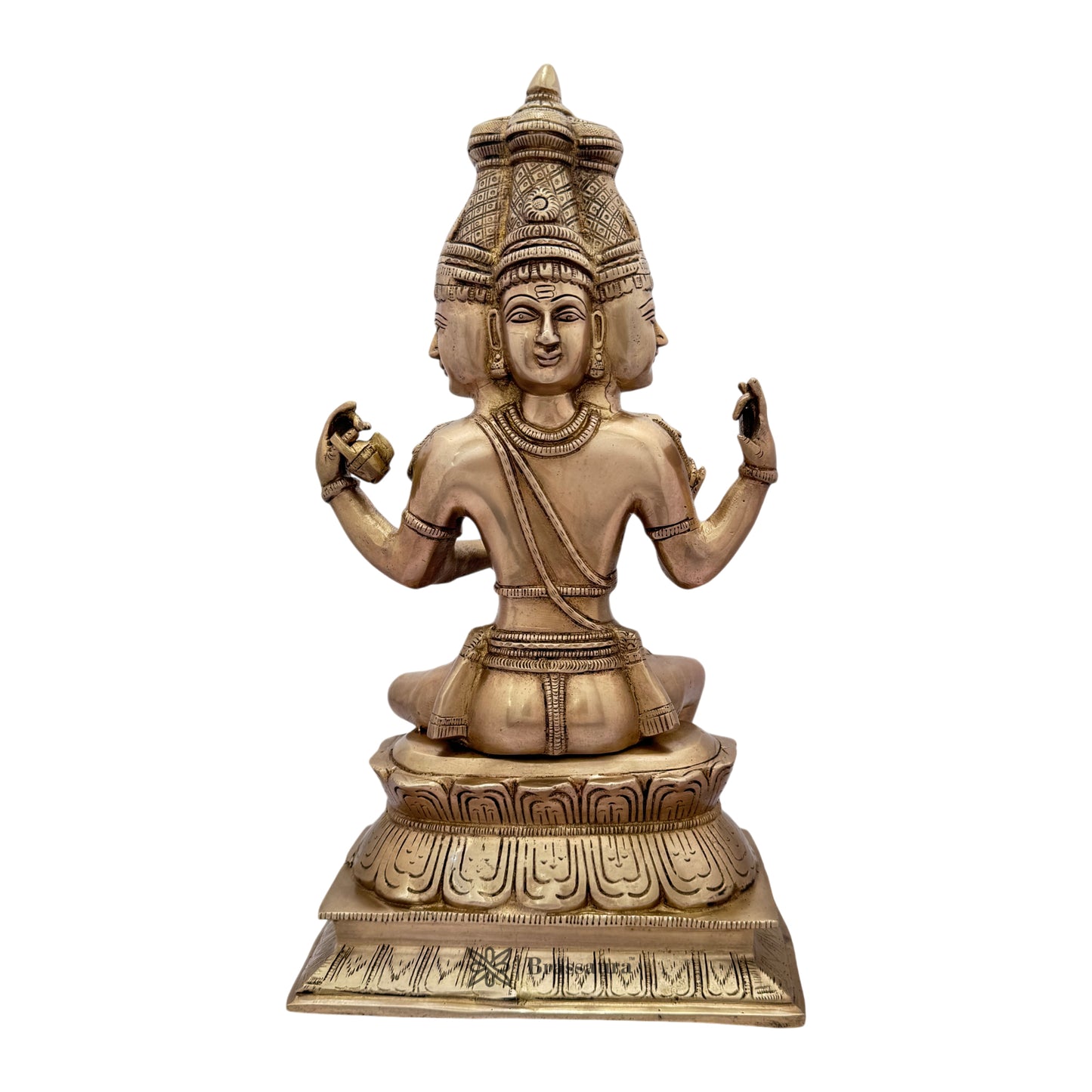 Brassaura™ Brass Golden Brahma Blessing Standing Statue for Home and Decor The Creator in Trimurti Idol with Four Head for Pooja Room Entrance Home Warming Height 45 Cm Weight 7.1 Kg