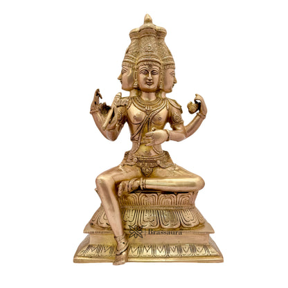 Brassaura™ Brass Golden Brahma Blessing Standing Statue for Home and Decor The Creator in Trimurti Idol with Four Head for Pooja Room Entrance Home Warming Height 45 Cm Weight 7.1 Kg