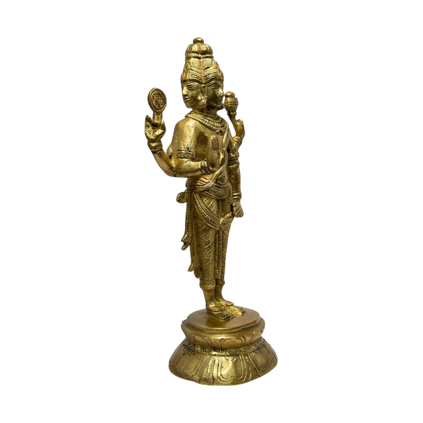 Brass Golden Brahma Blessing Standing Statue for Home and Decor The Creator in Trimurti Idol with Four Head for Pooja Room Entrance Home Warming Height 28 Cm Weight 2.2 Kg