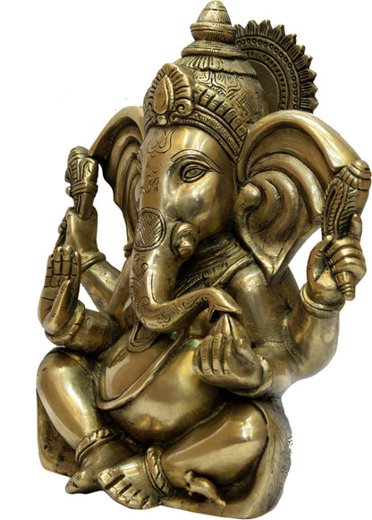 Brass Ganesha Statue For Home Decor Weight 5.24 Kg And Height 25 Cm