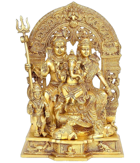 Brass Big Shiva Parivar Murti for Home and Decor Show Piece for Living Room Height 30 cm Weight 7 Kg