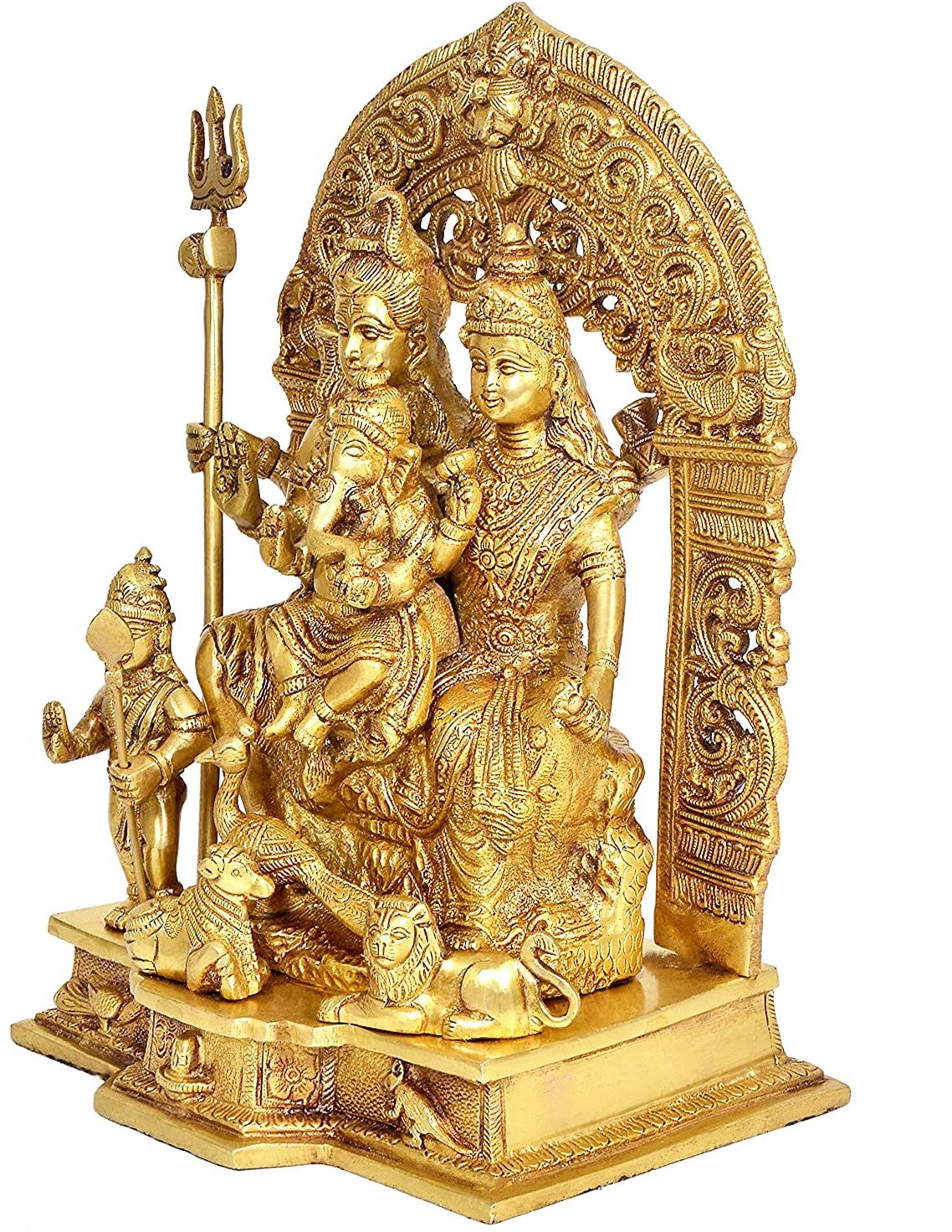 Brass Big Shiva Parivar Murti for Home and Decor Show Piece for Living Room Height 30 cm Weight 7 Kg