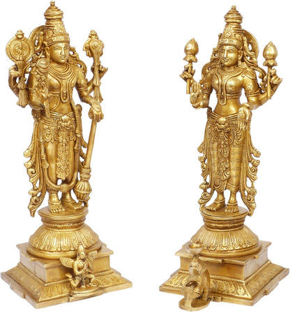 Brass Golden Vishnu Laxmi Murti for Religious and Spirituality Home Decor and Gift Weight 9.5 Kg Height 40 cm