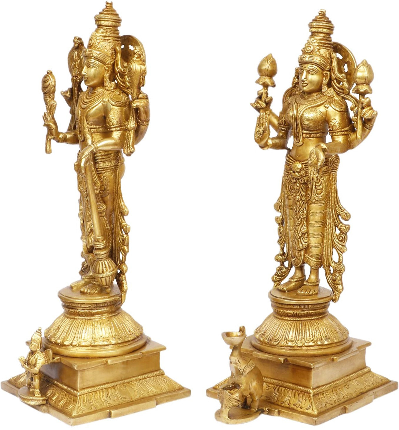 Brass Golden Vishnu Laxmi Murti for Religious and Spirituality Home Decor and Gift Weight 9.5 Kg Height 40 cm