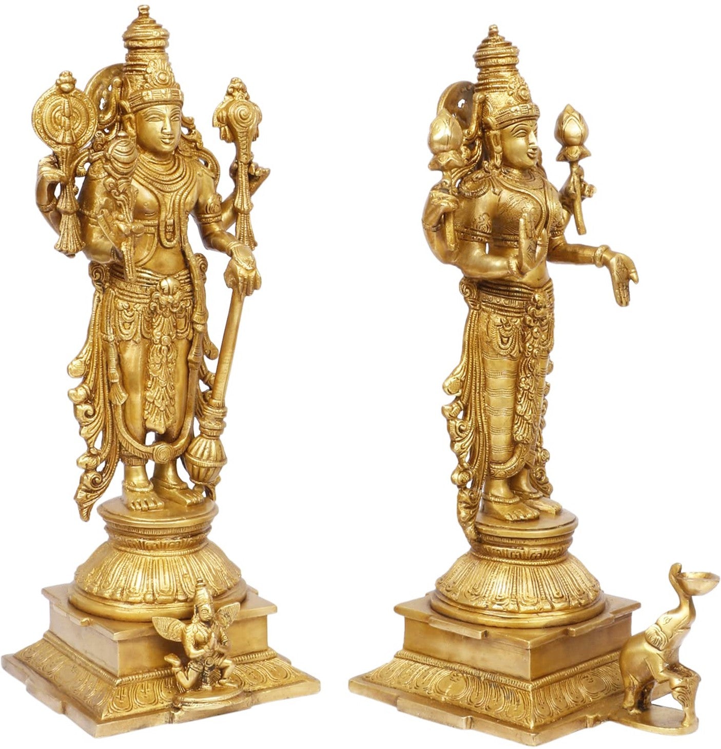 Brass Golden Vishnu Laxmi Murti for Religious and Spirituality Home Decor and Gift Weight 9.5 Kg Height 40 cm