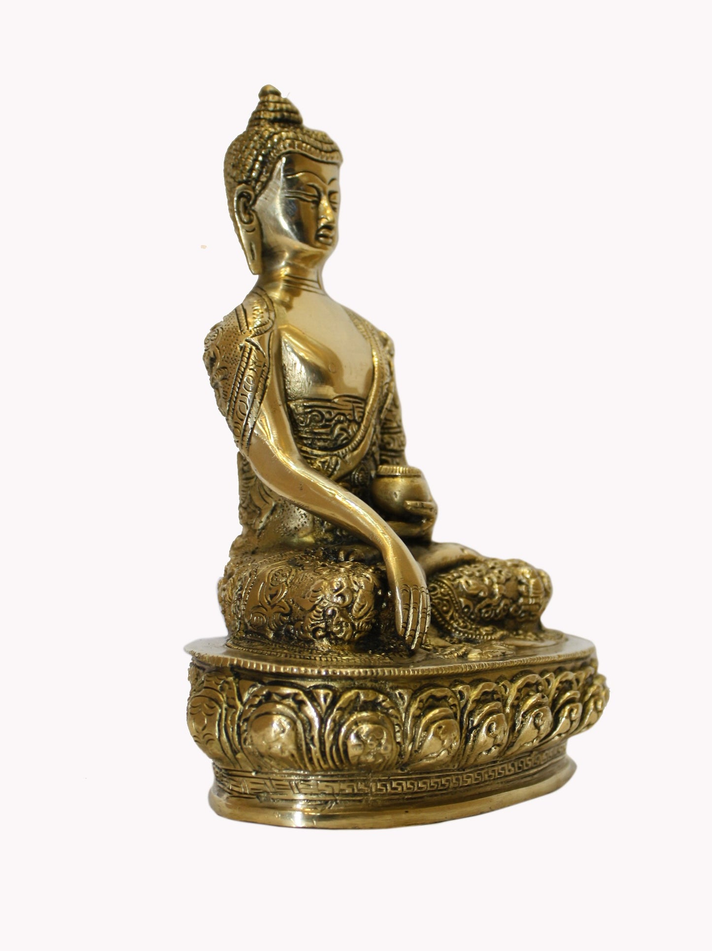 Brassaura™ Brass Sitting Buddha on chowki Statue