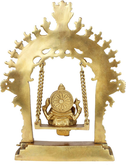 Brassaura™ Brass Swing Ganesha Jhula Statue for Home and Decor Brass Ganesh Murti for Pooja Room Ganpati Idol for Home Entrace Decor Good Luck Vastu Decoration Weight 1.7 Kg Height 30 cm