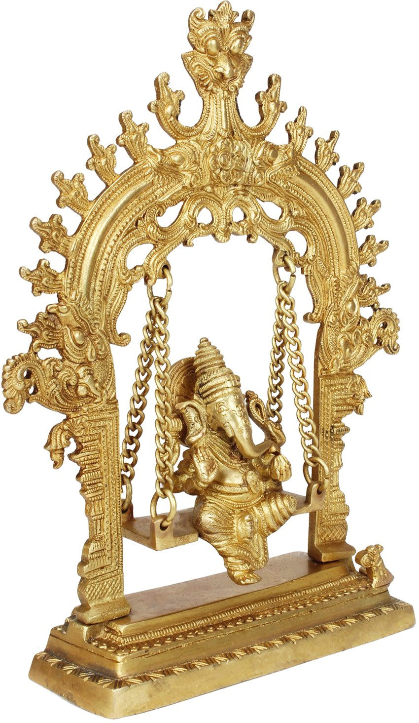 Brassaura™ Brass Swing Ganesha Jhula Statue for Home and Decor Brass Ganesh Murti for Pooja Room Ganpati Idol for Home Entrace Decor Good Luck Vastu Decoration Weight 1.7 Kg Height 30 cm