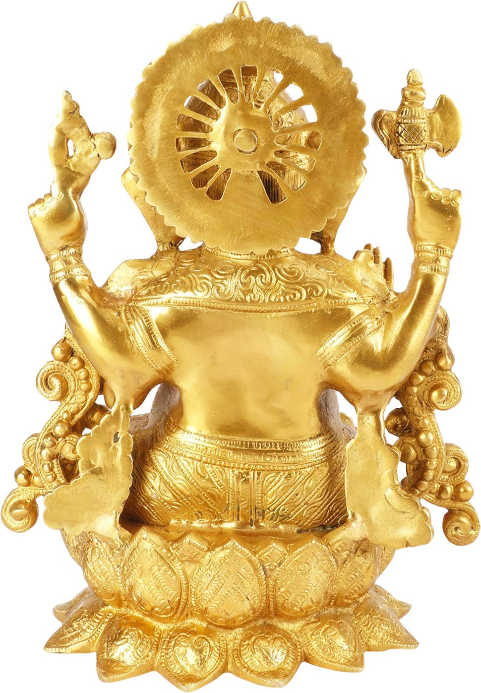 Brassaura™ Brass Ganesha Statue for Home and Decor Brass Lotus Ganesha Murti for Pooja Room Ganpati Idol for Home Entrace Decor Good Luck Vastu Decoration Weight 6.3 Kg Height 35 cm