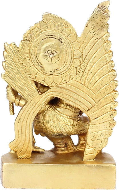 Brassaura™ Brass Small Ganesha Statue for Home and Decor Brass Ganesh Murti for Pooja Room Ganpati Idol for Home Entrace Decor Good Luck Vastu Decoration Weight 1.9 Kg Height 20 cm