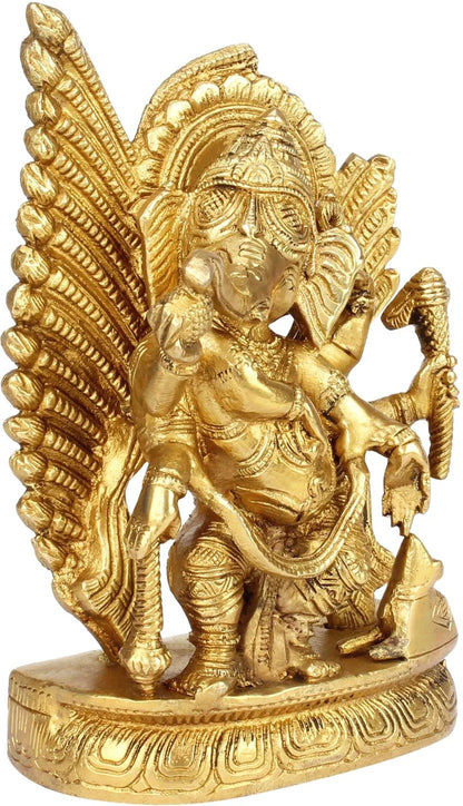 Brassaura™ Brass Small Ganesha Statue for Home and Decor Brass Ganesh Murti for Pooja Room Ganpati Idol for Home Entrace Decor Good Luck Vastu Decoration Weight 1.9 Kg Height 20 cm