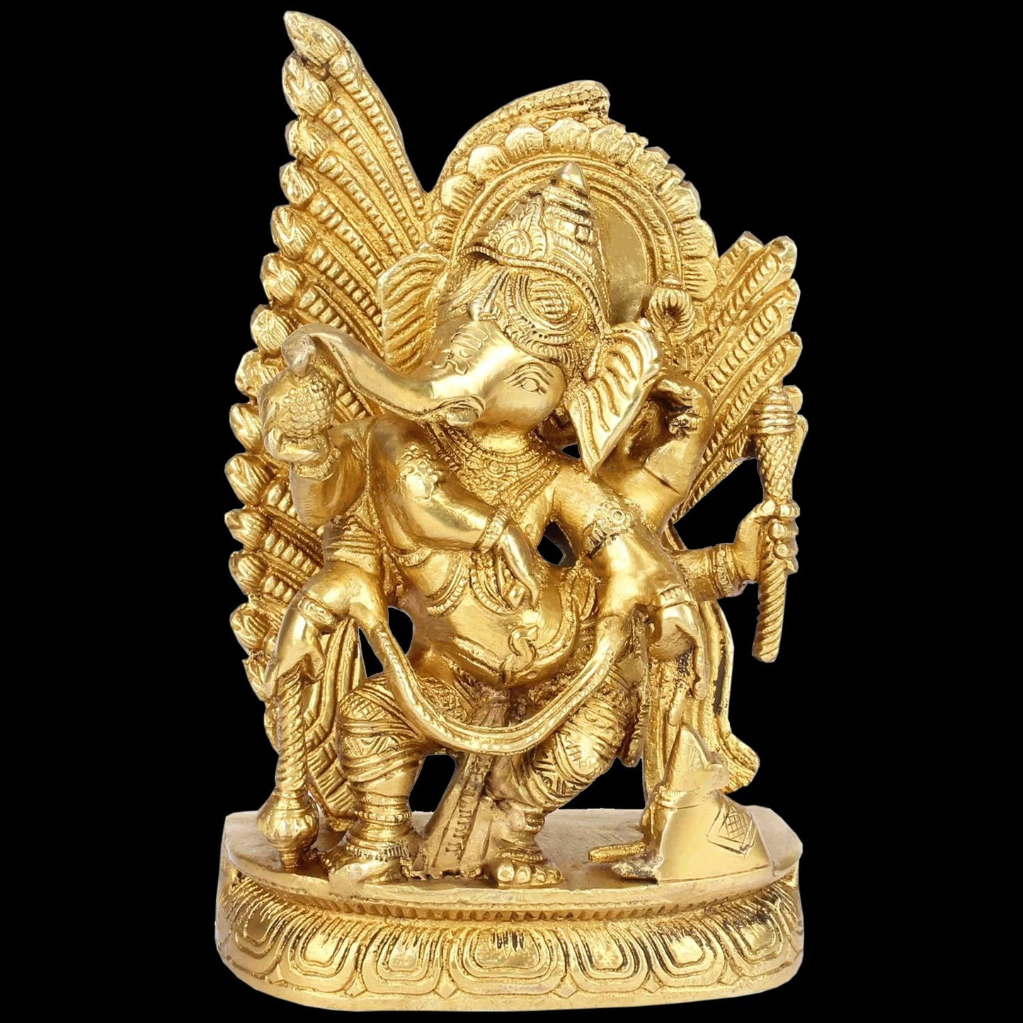 Brassaura™ Brass Small Ganesha Statue for Home and Decor Brass Ganesh Murti for Pooja Room Ganpati Idol for Home Entrace Decor Good Luck Vastu Decoration Weight 1.9 Kg Height 20 cm