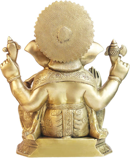 Brassaura™ Brass Ganesha Statue for Home and Decor Brass Ganesh Murti for Pooja Room Ganpati Idol for Home Entrace Decor Good Luck Vastu Decoration Weight 14 Kg Height 55 cm