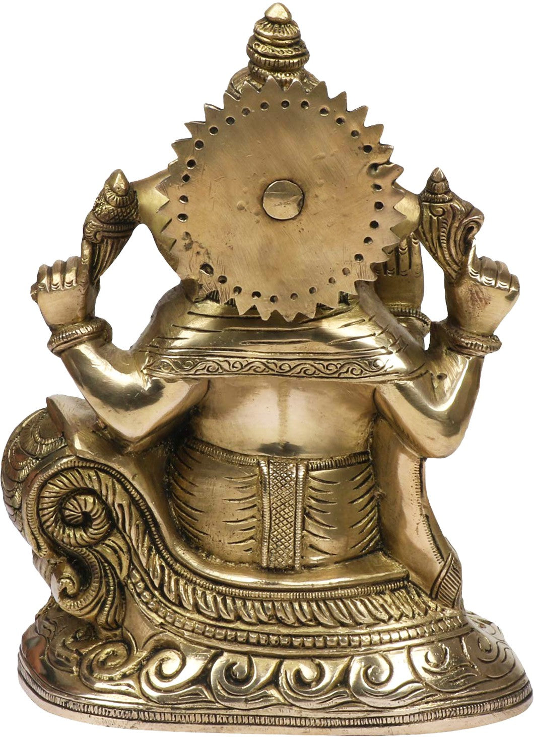 Brassaura™ Brass Chowki Ganesha Statue for Home and Decor Brass Ganesh Murti for Pooja Room Ganpati Idol for Home Entrace Decor Good Luck Vastu Decoration Weight 4.6 Kg Height 35 cm