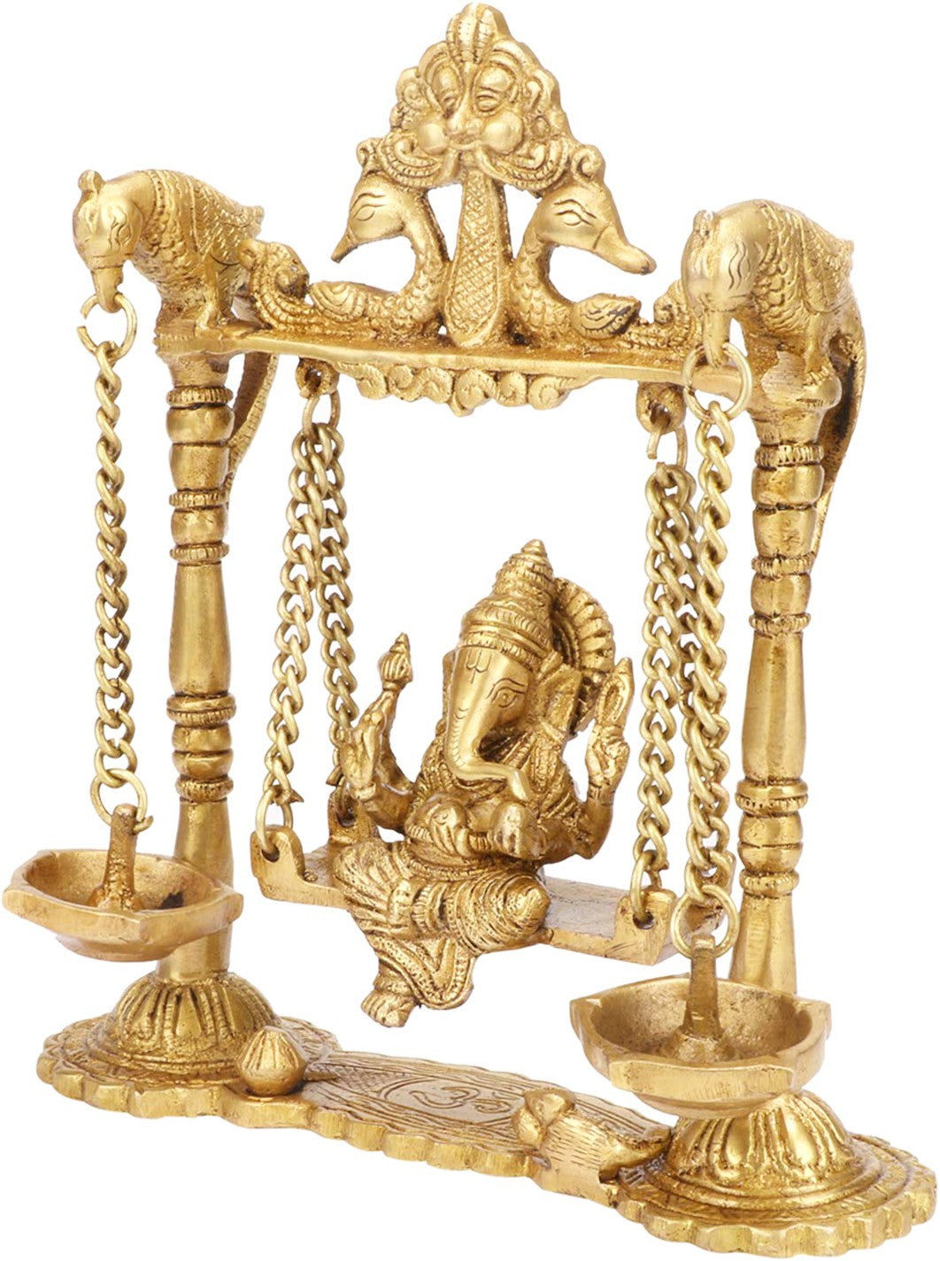 Brass Ganesha Jhula Statue For Home Decor Weight 1.7 Kg And Height 30 Cm