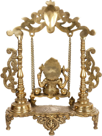 Brass Ganesha Jhula Statue For Home Decor Weight 7.8 Kg And Height 55 Cm