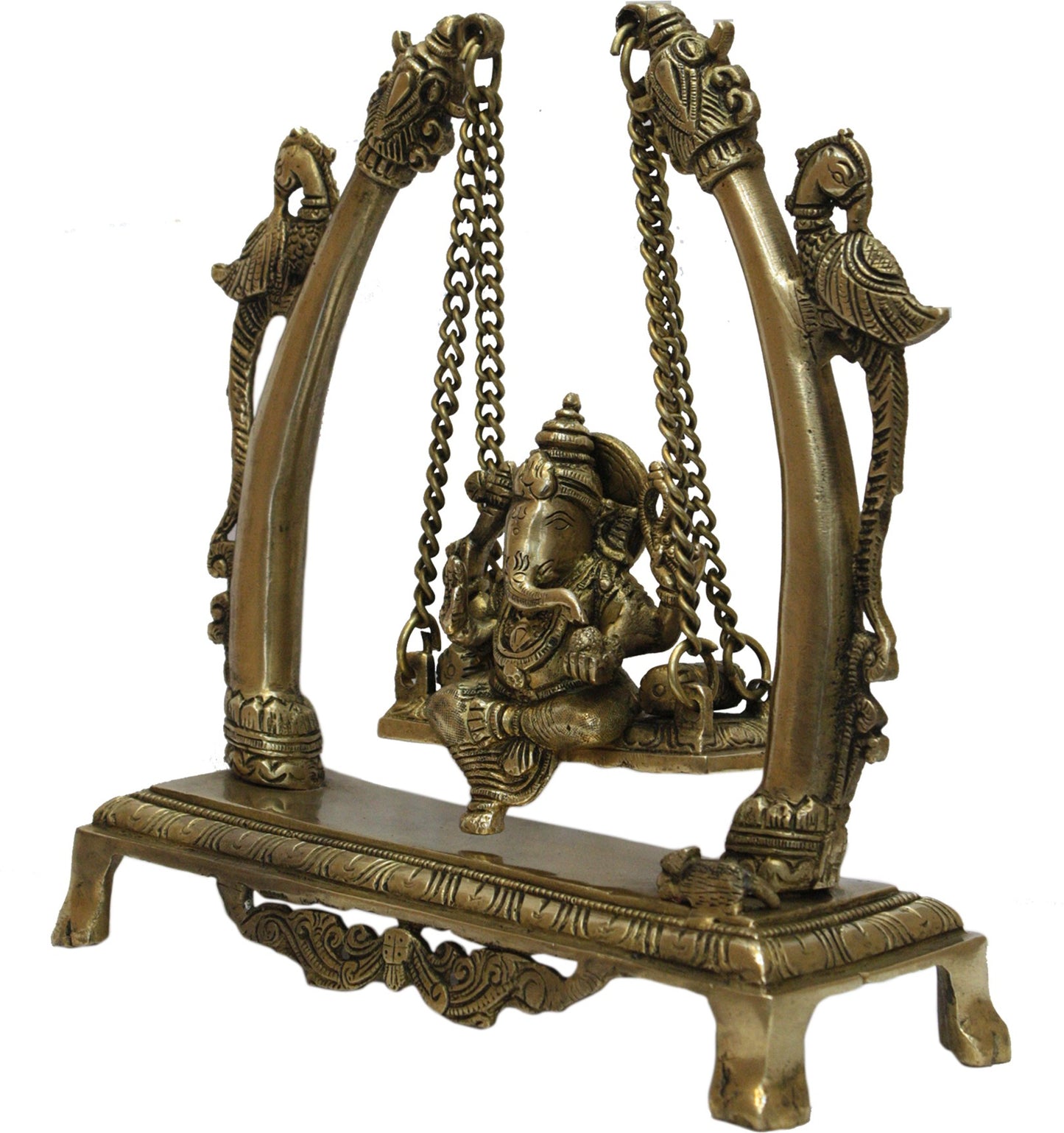Brass Ganesha Jhula Statue For Home Decor Weight 2.93 Kg And Height 25 Cm