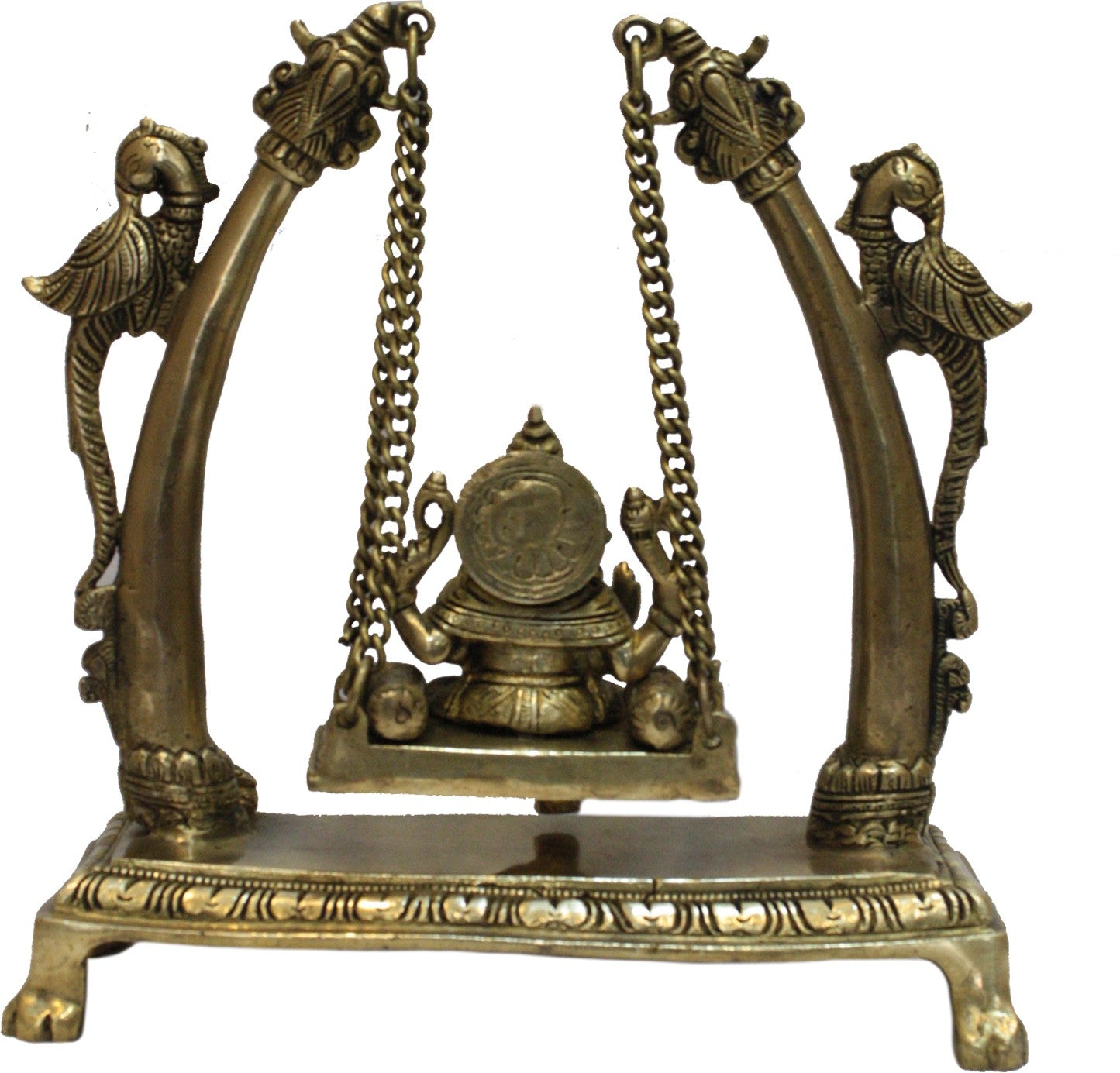 Brass Ganesha Jhula Statue For Home Decor Weight 2.93 Kg And Height 25 Cm