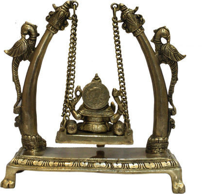 Brass Ganesha Jhula Statue For Home Decor Weight 2.93 Kg And Height 25 Cm