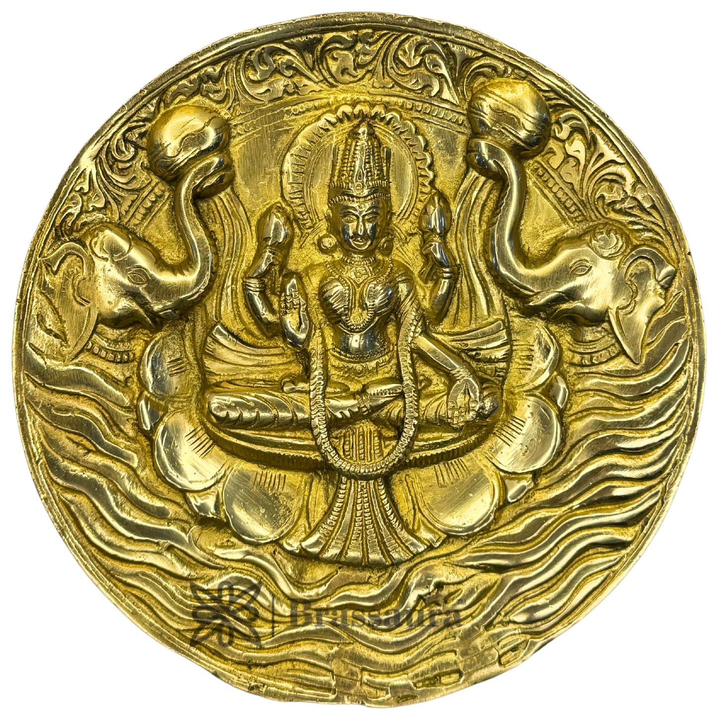 Brass Laxmi MATA Wall Hanging Plate Statue for Home and Decor Show Piece for Living Room Height 20 cm Weight 1.5 Kg