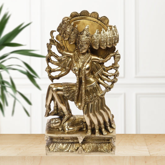 Brassaura™ Artistic Brass Kali Maa Idol – Height 16 Inches & Weight 7.5 Kgs | Home & Temple Décor