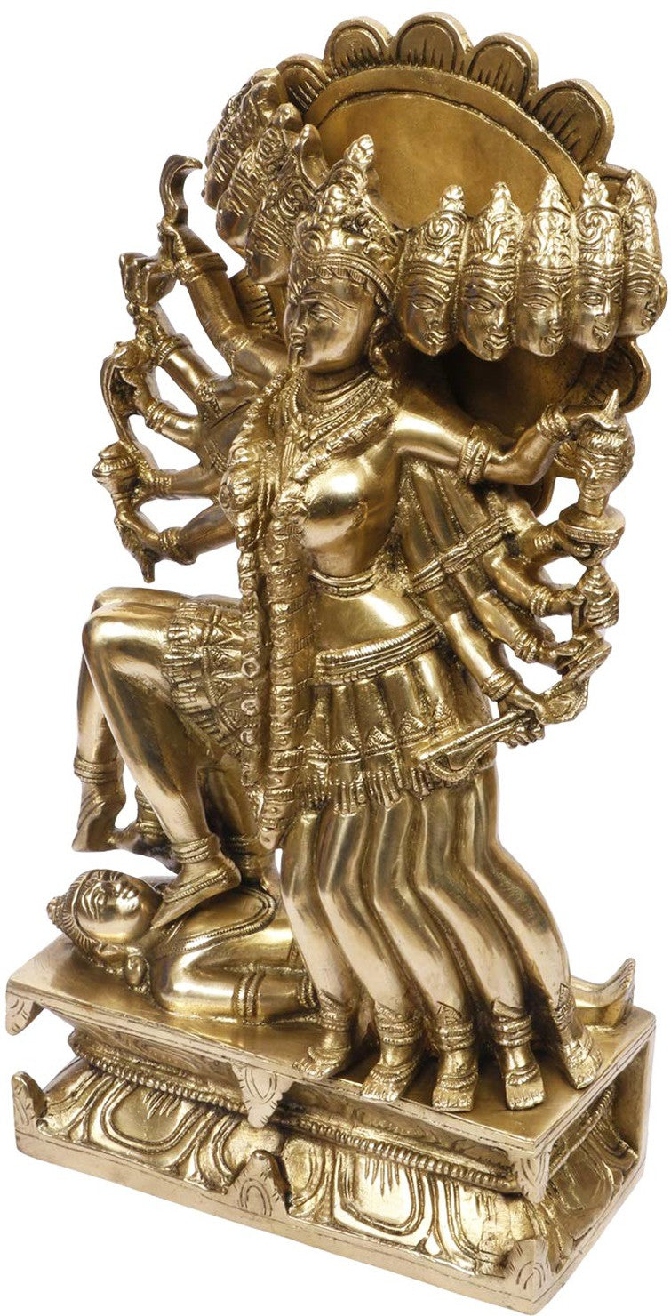 Brassaura™ Artistic Brass Kali Maa Idol – Height 16 Inches & Weight 7.5 Kgs | Home & Temple Décor