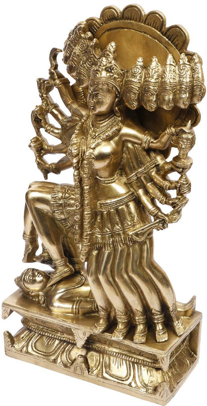 Brassaura™ Artistic Brass Kali Maa Idol – Height 16 Inches & Weight 7.5 Kgs | Home & Temple Décor