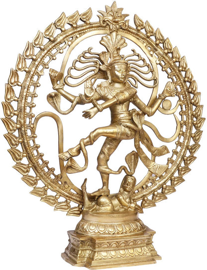 Brass Big Size Golden Finish Quality Dancing Natraj God Idols for Home and Decor Height 65 cm Weight 14 Kg