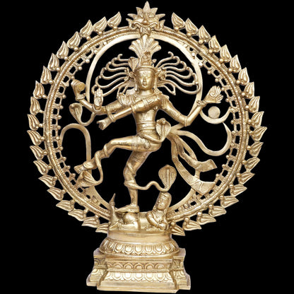 Brass Big Size Golden Finish Quality Dancing Natraj God Idols for Home and Decor Height 65 cm Weight 14 Kg