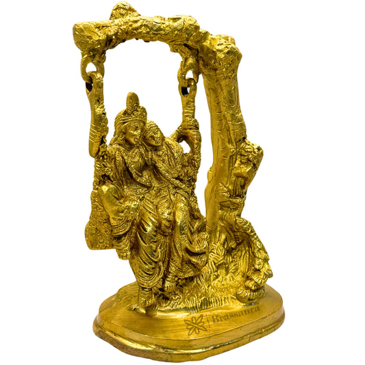 Brassaura™ Radha Krishna Murti | Pure Brass Handcrafted Idol | Height 20 cm (7.87 Inches) & Weight 1.2 Kgs