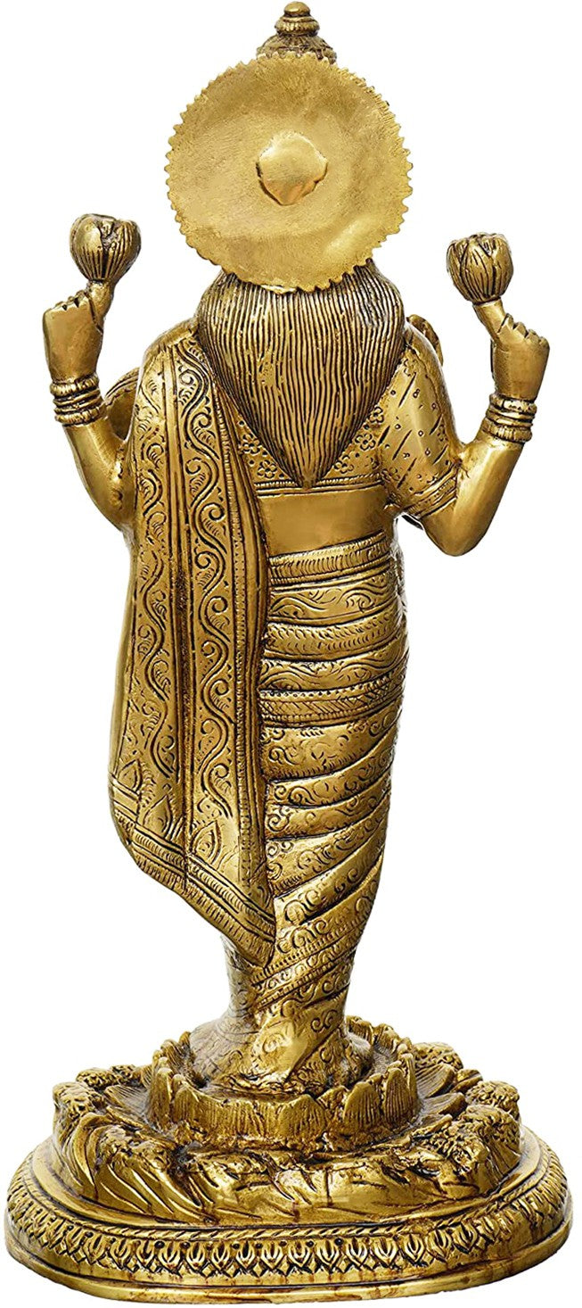 Goddess Maa Laxmi Idol Brass Statue Standing in Lotus Height 45 cm Weight 7 Kg