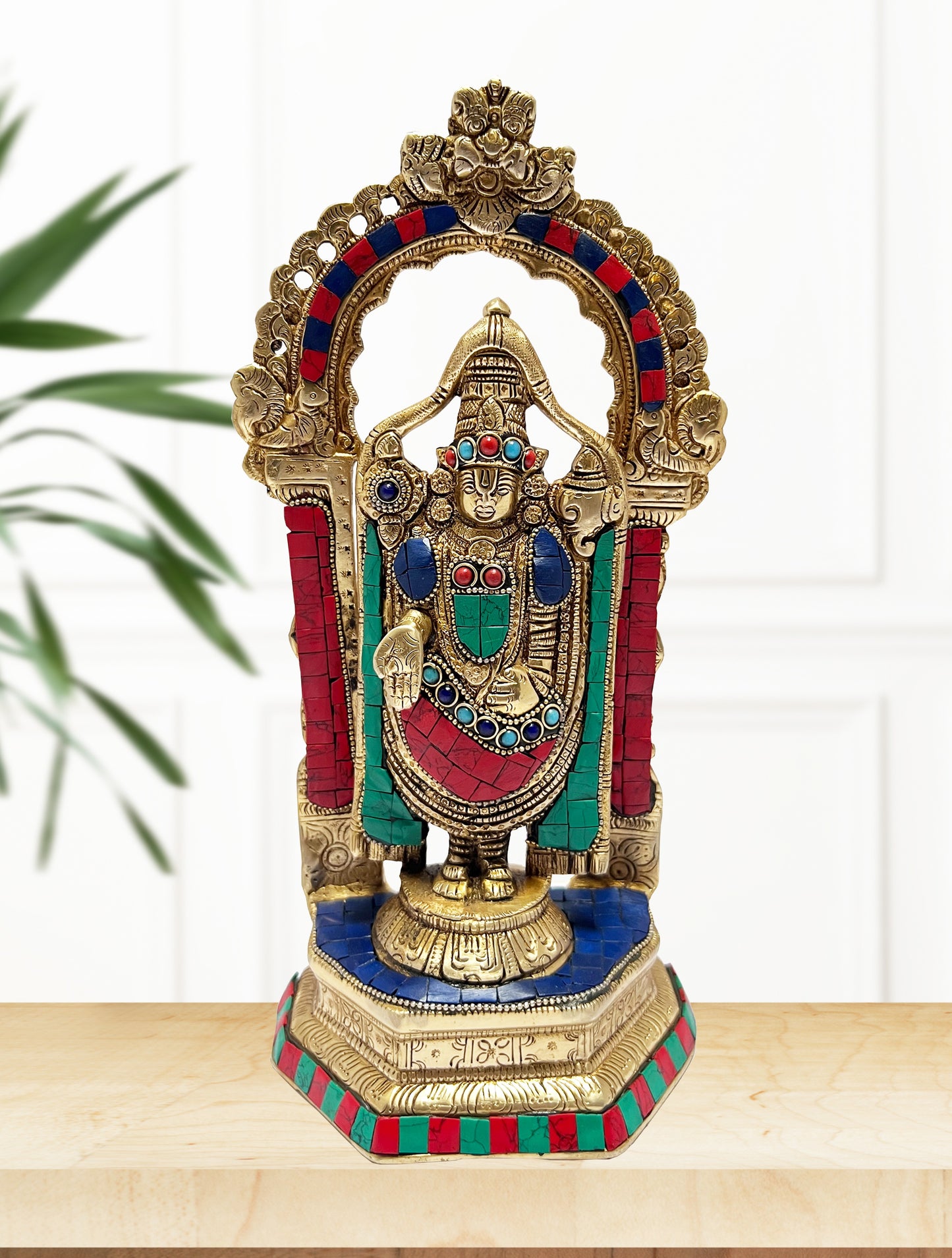 Brassaura™ Brass Bala Ji Gem Stone Work Statue Religious and Spirituality