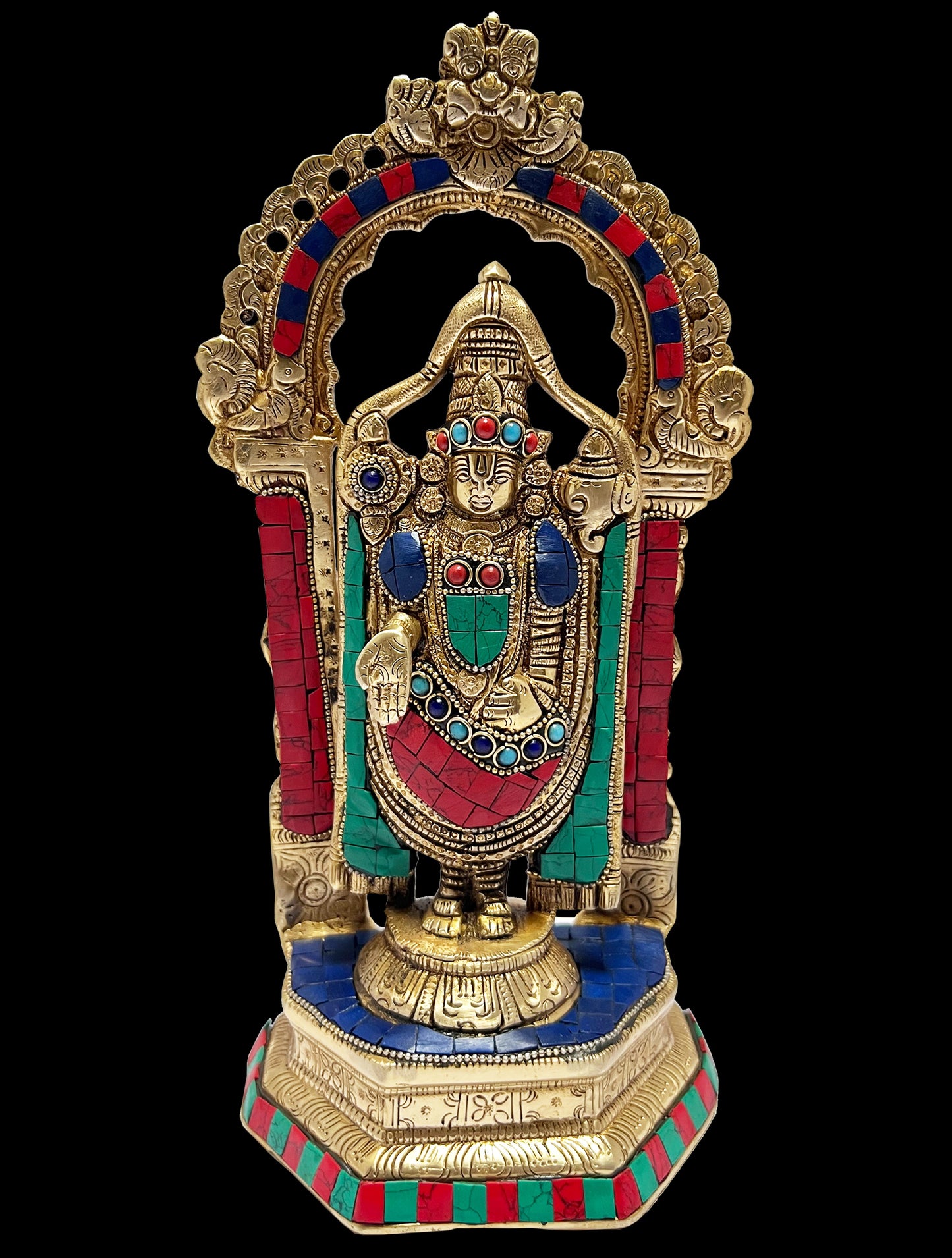 Brassaura™ Brass Bala Ji Gem Stone Work Statue Religious and Spirituality