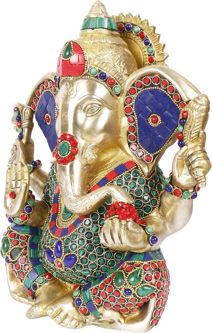 Brass Ganesha Statue For Home Decor Weight 5.6 Kg And Height 35 Cm