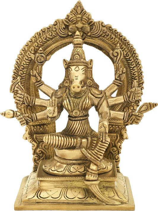 Brass Varahi Murti for Home and Decor Show Piece for Living Room Height 30 cm Weight 2.2 Kg