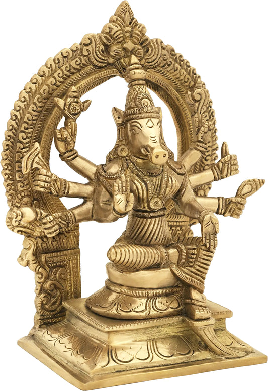 Brassaura™ Brass Varahi Idol – Height 12 Inches & Weight 2.2 Kgs | Handcrafted Divine Sculpture
