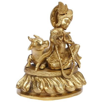 Brass Krishna Statue for Home and Decor and Living Room Height 11 cm Weight 3.3 Kg