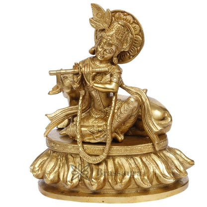 Brass Krishna Statue for Home and Decor and Living Room Height 11 cm Weight 3.3 Kg