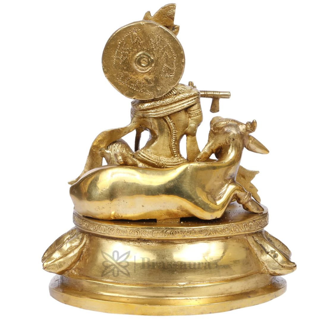 Brass Krishna Statue for Home and Decor and Living Room Height 11 cm Weight 3.3 Kg