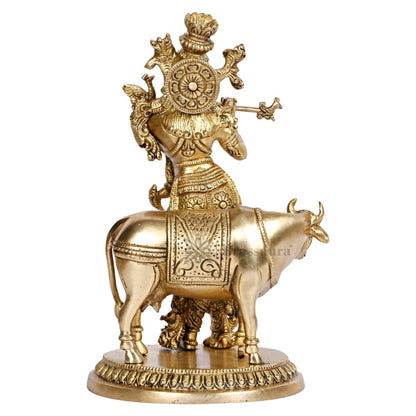 Brass Krishna Statue for Home and Decor and Living Room Height 27 cm Weight 3 Kg