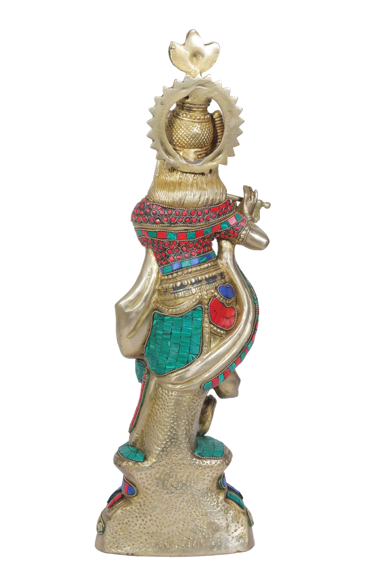 Brass Gem Stone Krishna Statue for Home and Decor Height 56 cm Weight 6.28 Kg